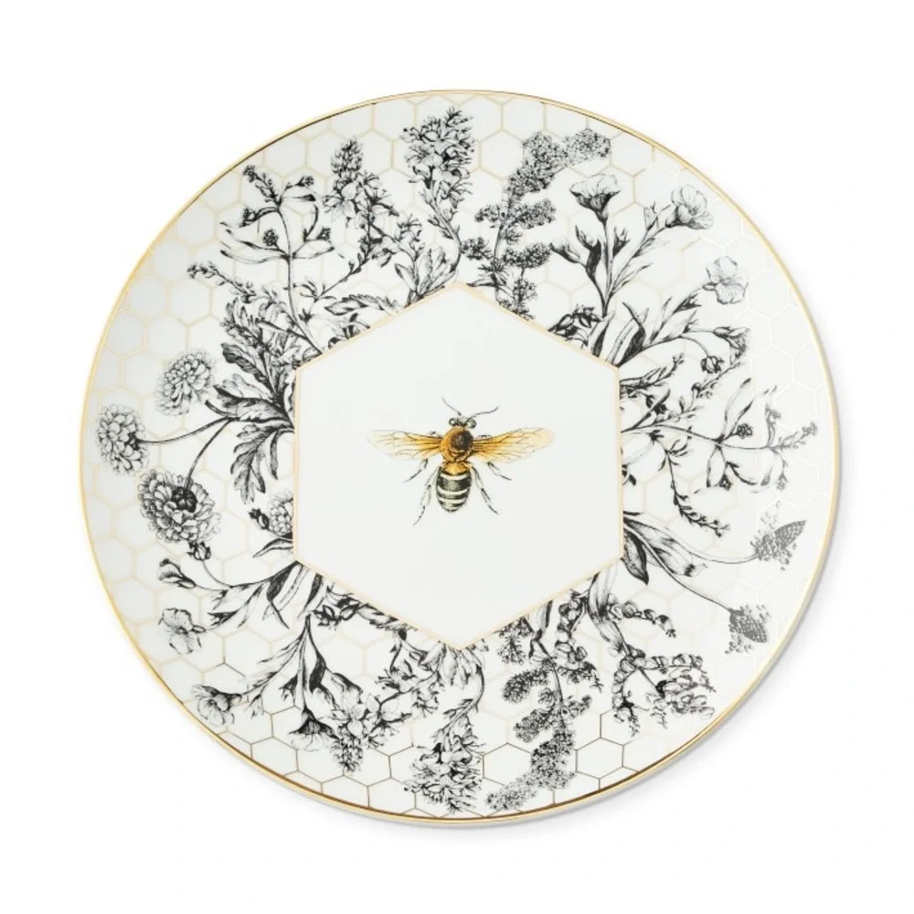 William Sonoma Elegant 18k Gold Accented Queen Bee Salad Plates - Set of Four 🐝